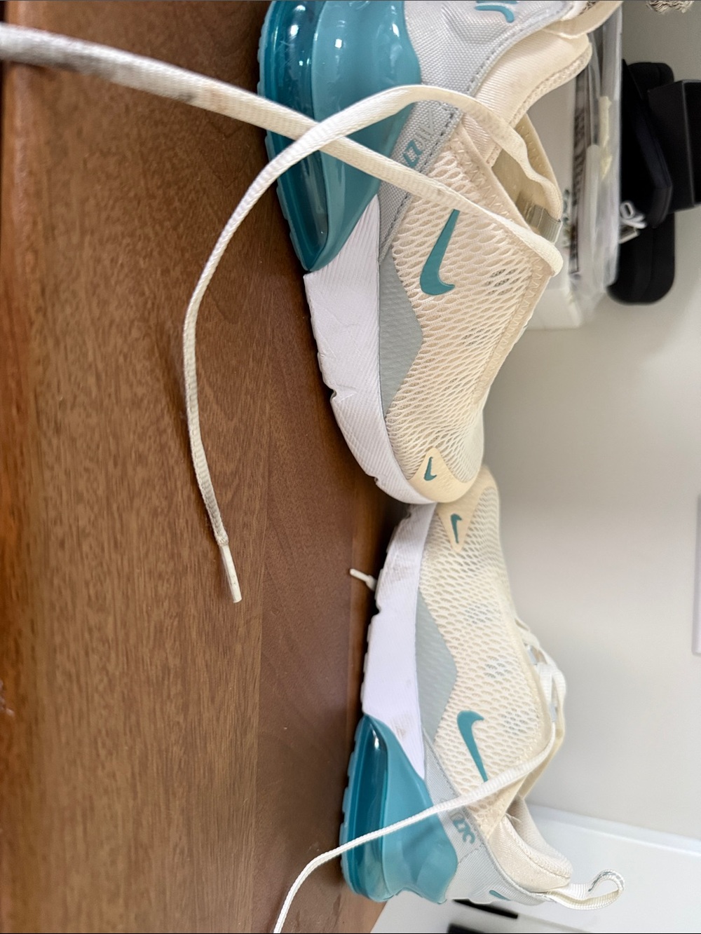 Nike Kids White and Teal Mesh Sneakers - Picture 5 of 8